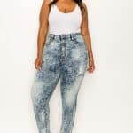 Jean skinny taille haute délavé - jeans