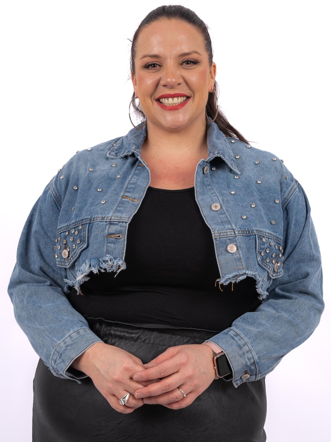Veste Grande Taille Style Jean Militaire - Bleu, Taille 64, Matière Yak