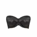 Mode Grande Taille présente le « Soutien gorge bandeau Dana noir » sur fond blanc, mettant en valeur son design bustier noir avec bonnets moulés et détails de coutures subtils. Mode Grande taille