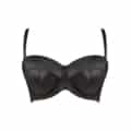 Soutien-gorge bandeau Dana noir, rembourré, avec armatures et bretelles réglables de Mode Grande Taille, isolé sur fond blanc. Mode Grande taille