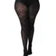 Une femme portant des collants noirs transparents Collants Diamant présente un motif géométrique croisé sur les jambes. Mode Grande taille