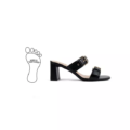 Mules à talons pieds larges IZA de Gabylou : sandales noires à deux brides, conçues pour pieds larges, présentées sur fond blanc. Mode Grande taille