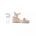Sandales compensées pieds larges Vic - Gabylou : sandale beige à talon compensé, bride cheville et indication latérale « pieds larges » pour plus de confort. Mode Grande taille
