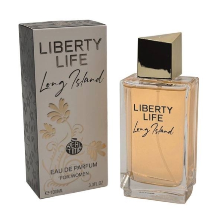Eau de parfum Liberty Life Long Island 100 ml pour femme avec bouchon et accents dorés, comprend un flacon de parfum et une boîte d'emballage. Mode Grande taille