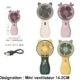 Lot de cinq Mini ventilateurs 14cm avec des motifs d'oreilles d'animaux dans des couleurs assorties, chacun présenté avec un câble de chargement USB. Mode Grande taille