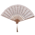L'Éventail dentelle à paillettes est composé de rayons bruns, de dentelle blanche, de paillettes scintillantes et d'un pompon sur la poignée pour une touche décorative élégante. Mode Grande taille