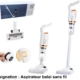 Aspirateur à main rechargeable au design blanc et orange, présenté avec sa boîte et les détails du produit. Mode Grande taille