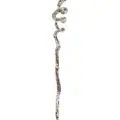 L'Épingle à Cheveux Médusa est une épingle à cheveux en argent avec un serpent enroulé autour du sommet, orné d'yeux en pierre précieuse verte. Mode Grande taille