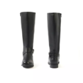 Les Bottes cavalières mollets larges 3XL Lise - Gabylou sont de grandes bottes d'équitation en cuir noir présentées de l'avant et de l'arrière sur un fond blanc. Mode Grande taille
