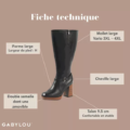 Les Bottes à talons mollets larges 3/4XL Manon-Gabylou sont des bottes noires à hauteur de genou, dotées d'un talon épais, d'un design large, d'une double semelle et d'une coupe extra-large au niveau du mollet et de la cheville. Mode Grande taille