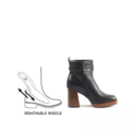 Bottines à talons 2XL Kim - Gabylou en noir avec un schéma de semelle intérieure amovible affiché à côté. Mode Grande taille