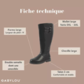 Bottes cavalières mollets larges 5/6XL Laure - Gabylou : bottes noires avec double semelle, talon 3 cm et brides réglables, idéales pour mollets larges. Mode Grande taille