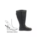 Les bottes d'équitation Laure (tailles 5/6XL) de Gabylou sont présentées à côté d'un dessin au trait mettant en évidence leur semelle intérieure amovible. Mode Grande taille