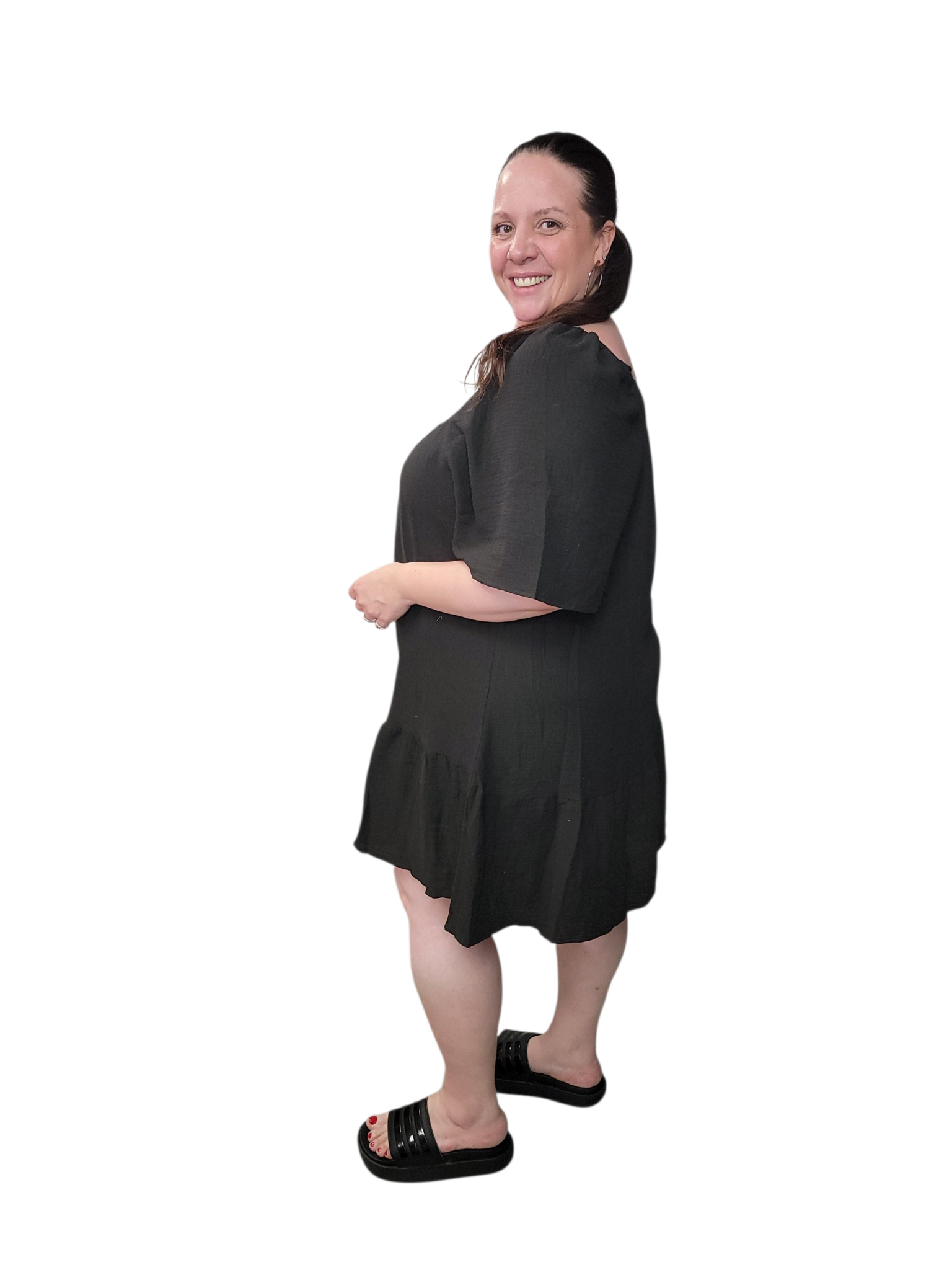 Robe grande taille en gaze de coton avec décolleté carré, du 46 au 60 – Fashion Curvy Shop