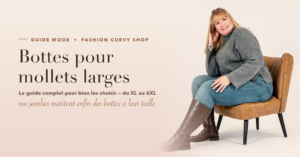 Femme ronde portant des bottes cavalières marron pour mollets larges Gabylou – Fashion Curvy Shop