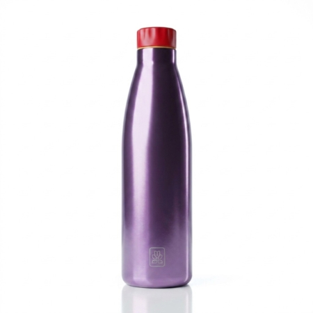 Bouteille isotherme Bboom 500 ml en inox violette avec bouchon rouge