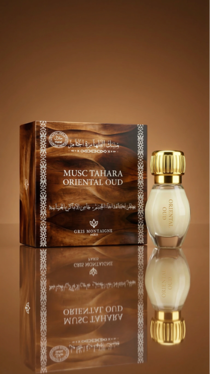 Musc Tahara parfumé Oriental Oud 12 ml Gris Montaigne flacon