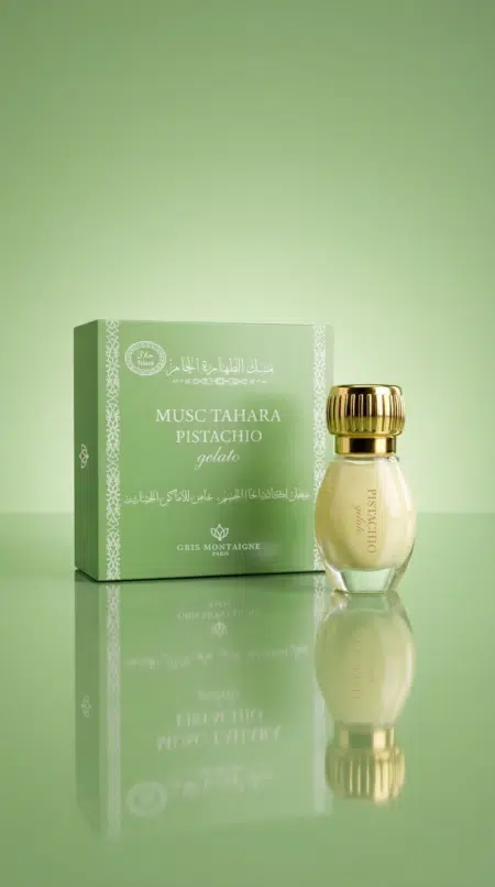 Musc Tahara parfumé Pistachio 12 ml Gris Montaigne flacon