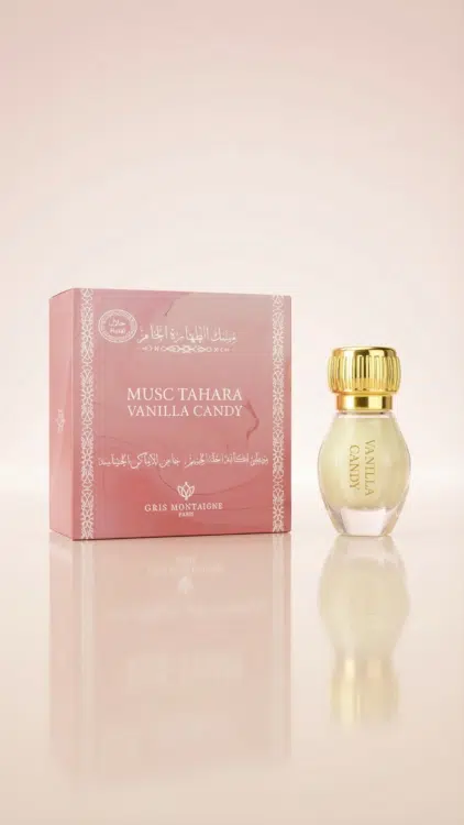 Musc Tahara parfumé Vanilla Candy 12 ml Gris Montaigne flacon