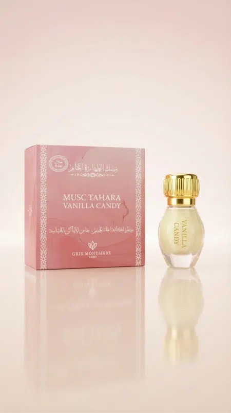 Musc Tahara parfumé Vanilla Candy 12 ml Gris Montaigne flacon