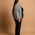 Bomber en tweed à sequins argentés grande taille