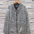 Bomber en tweed à sequins argentés grande taille
