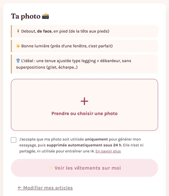 Étape 2 — téléversement de la photo