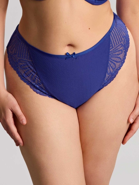 Culotte brésilienne grande taille Entice de Sculptresse en dentelle stretch bleu indigo