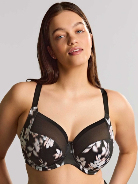 Soutien-gorge grande taille Bliss de Sculptresse noir à imprimé floral flou