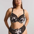 Soutien-gorge grande taille Bliss de Sculptresse noir à imprimé floral flou
