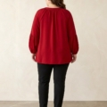 Tunique grande taille rouge à manches bouffantes vue de dos