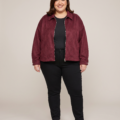 Veste suédine esprit bomber grande taille, col chemise et zip