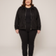 Veste suédine esprit bomber grande taille, col chemise et zip