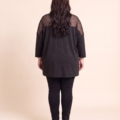 Tunique grande taille pailletée à empiècement en dentelle filet