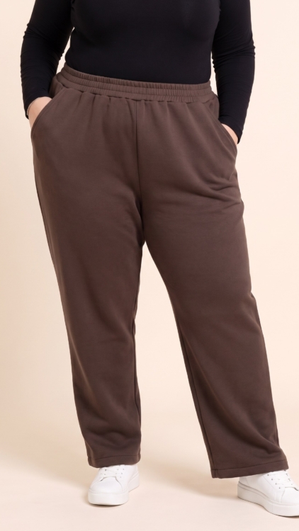 Pantalon grande taille en matière sweat, taille élastiquée, taille unique jusqu'au 54/56