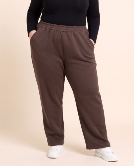 Pantalon grande taille en matière sweat, taille élastiquée, taille unique jusqu'au 54/56
