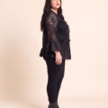 Gilet grande taille en dentelle à volants de broderie anglaise, noir et rouge