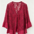 Gilet grande taille en dentelle à volants de broderie anglaise, noir et rouge