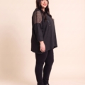 Tunique grande taille pailletée à empiècement en dentelle filet