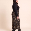 Pantalon léopard grande taille, taille smockée et bas de jambe à volants